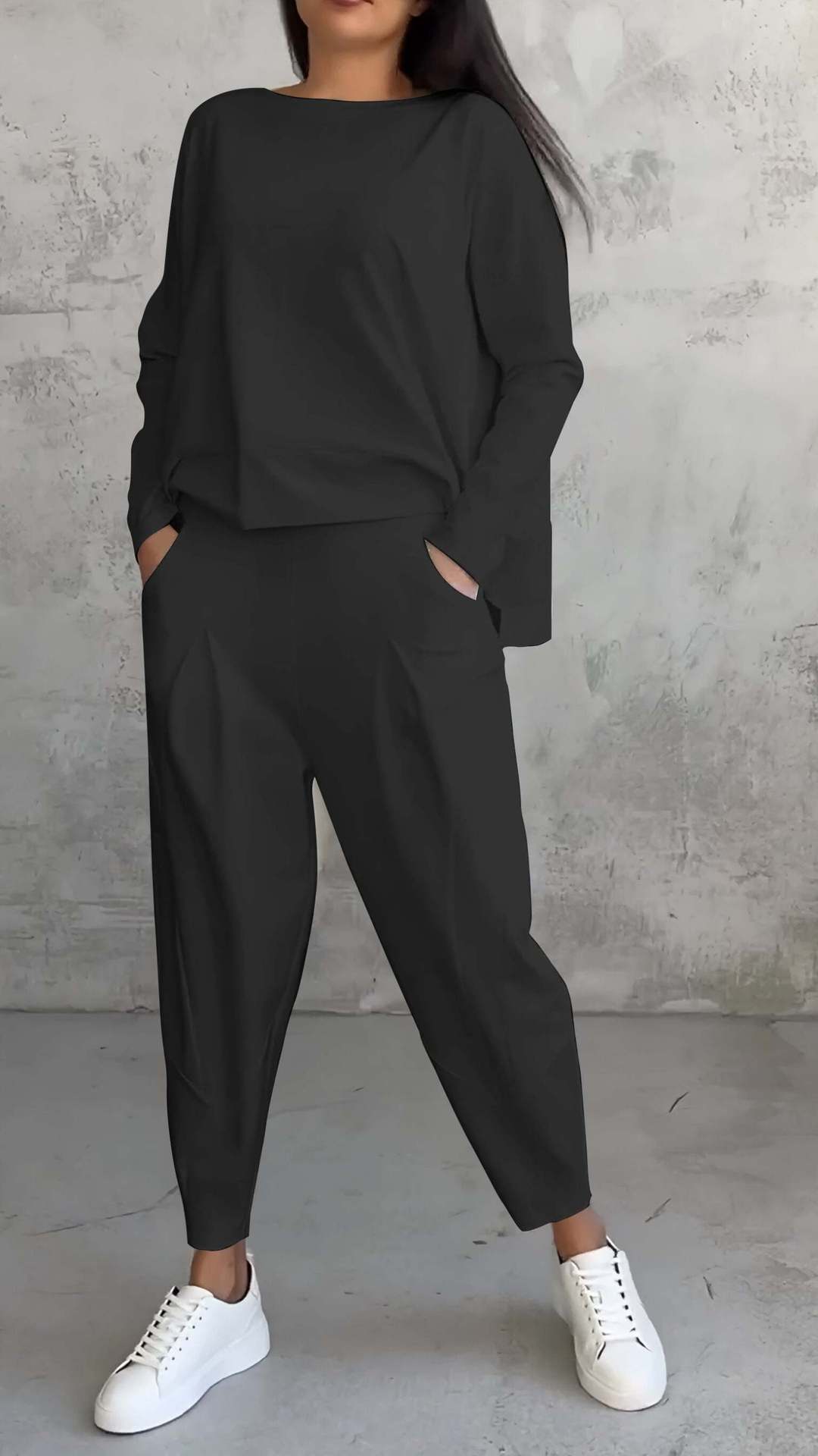 Women's Irregular Design Long-sleeved Sweater Harem Pants Suit