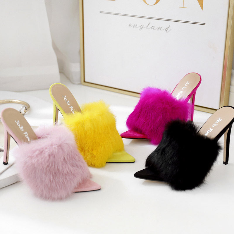 Female fur high heels