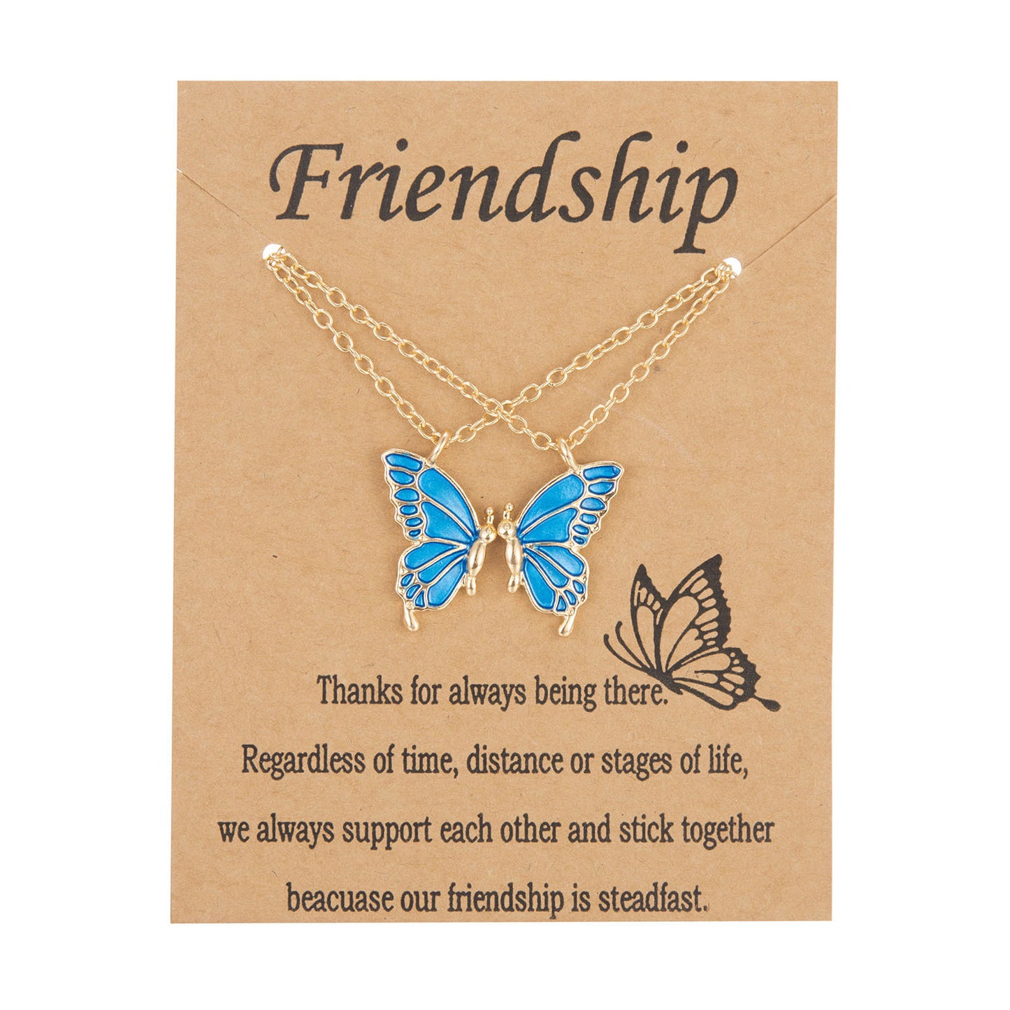 Friendship Paper Card Necklace Creative Butterfly Commemorative Necklace Fashion Jewelry