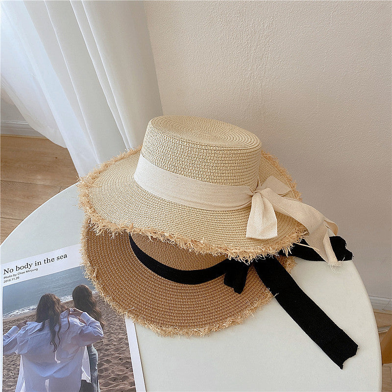 Japanese All-match Frayed Bow Straw Hat
