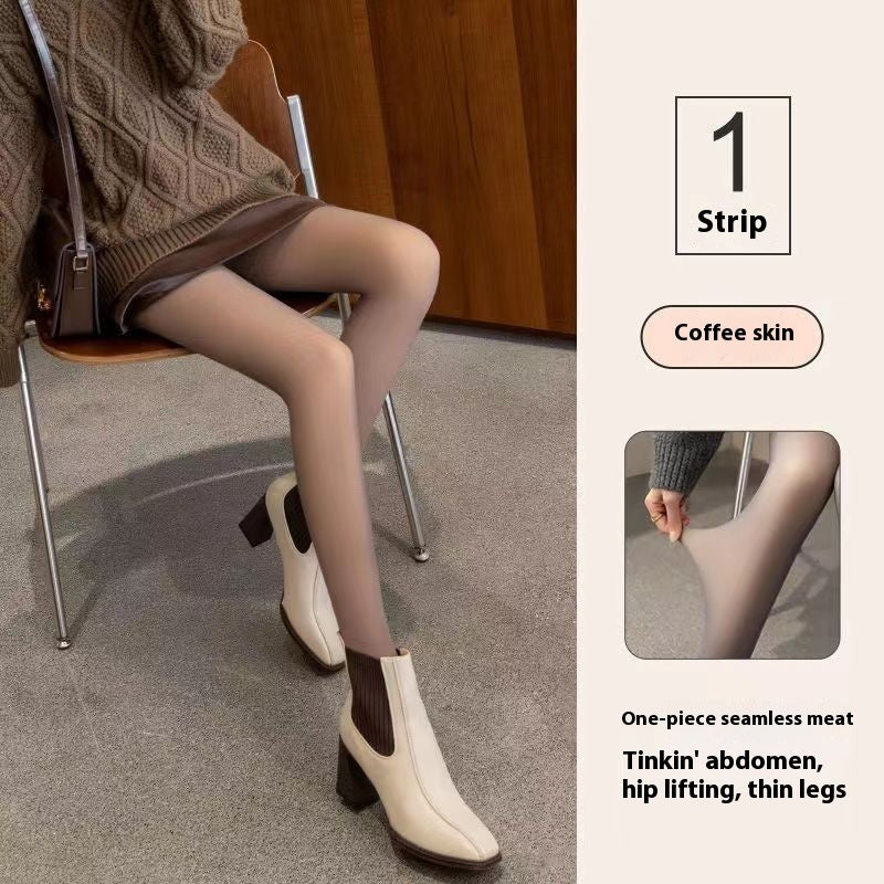 Spring, Autumn And Winter Fleece-lined Thick Pantyhose