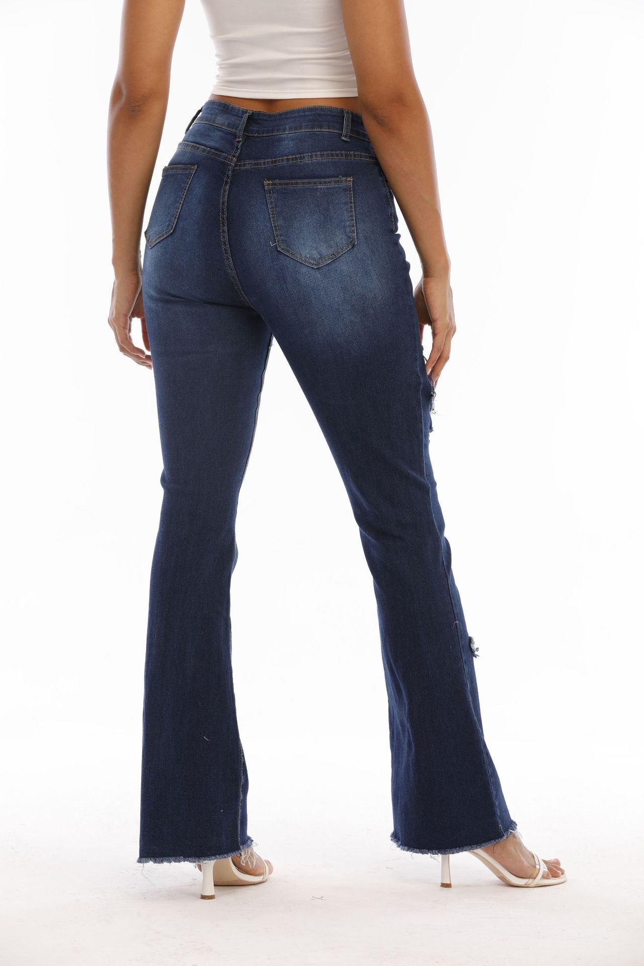 Women's New Ripped Denim Flared Pants