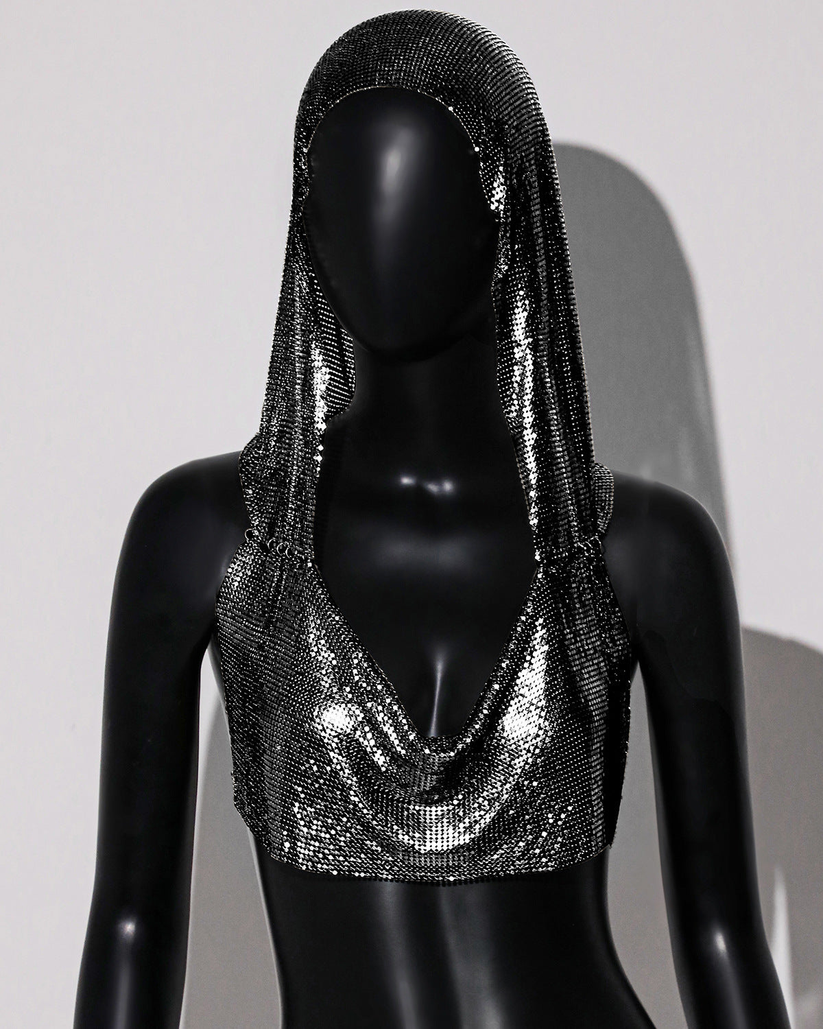 Sexy Outerwear Metal Sequins Hooded Vest