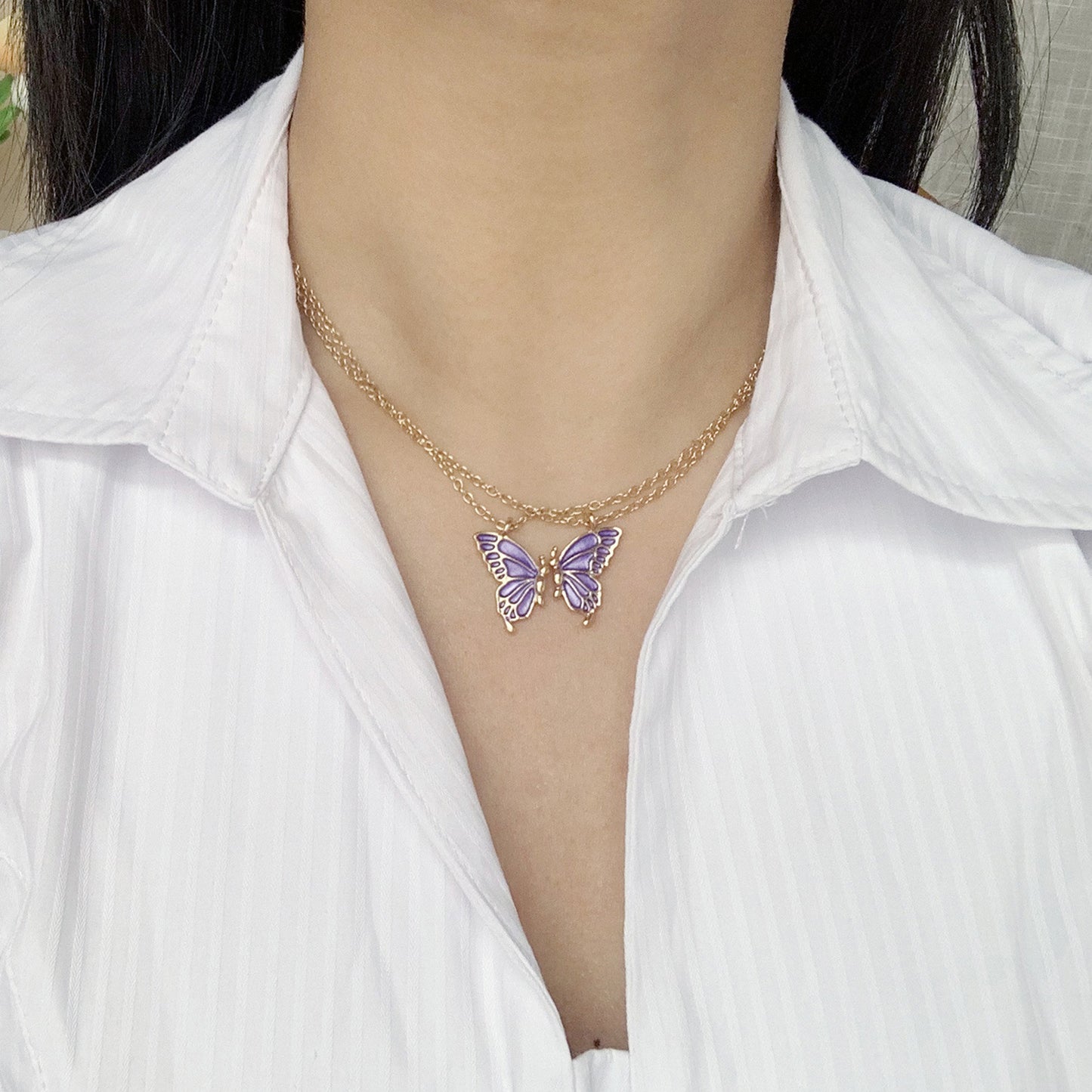 Friendship Paper Card Necklace Creative Butterfly Commemorative Necklace Fashion Jewelry