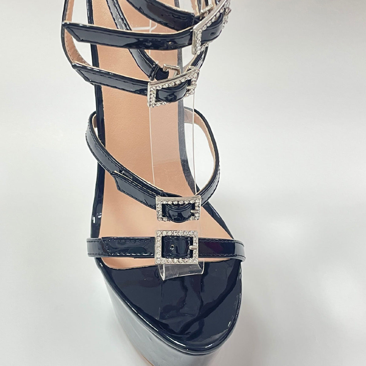 Women's Rhinestone Belt Buckle Roman Sandals