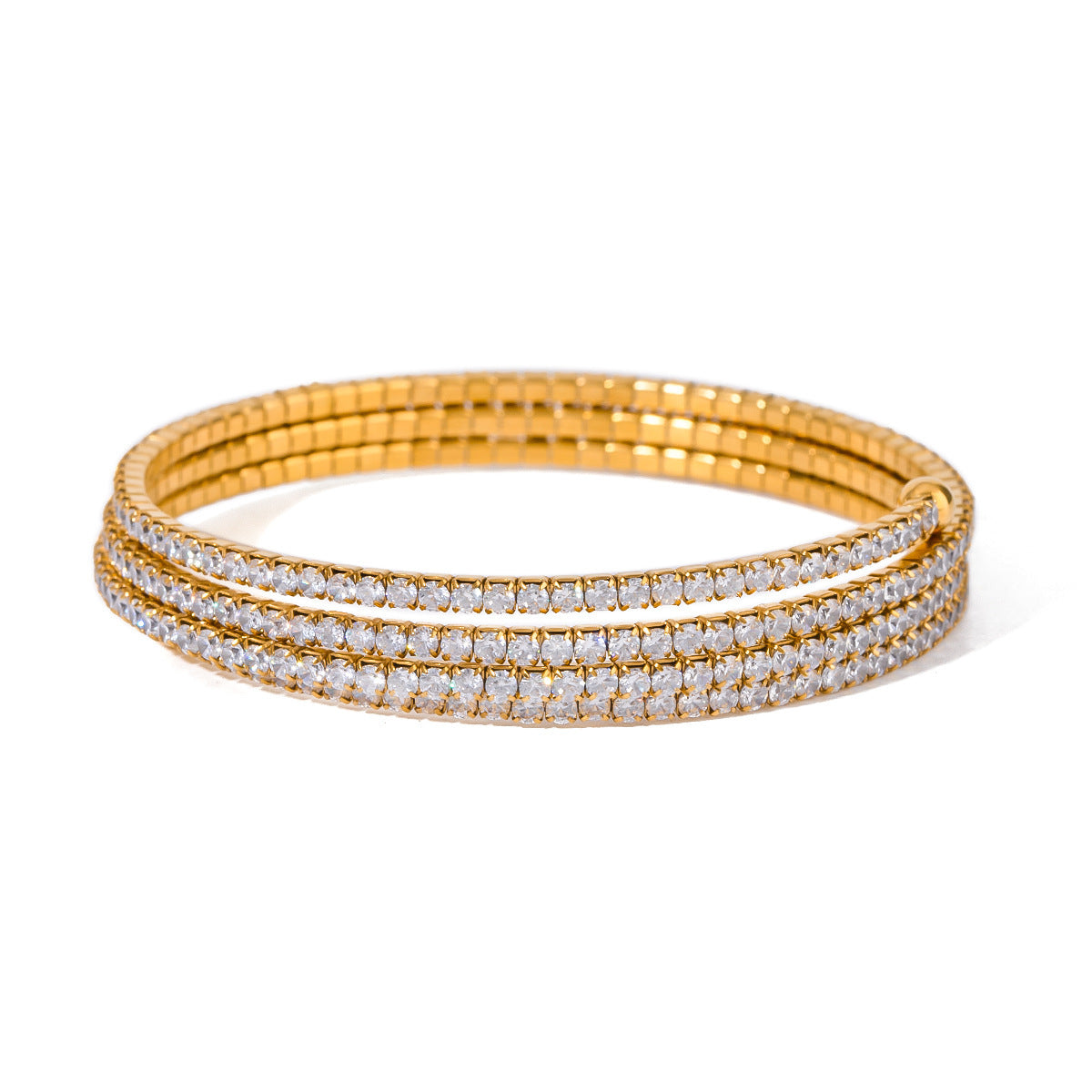 Stainless Steel White Zircon Multi-layer Full Zirconium Bracelet