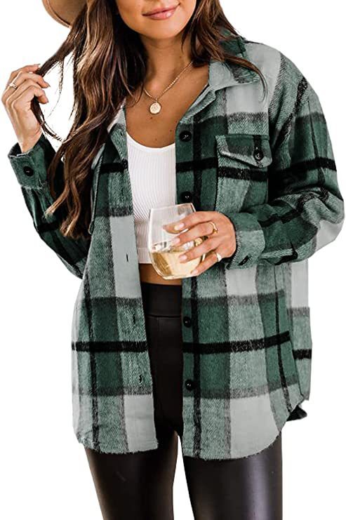 Flannel Jacket Casual Check Button Down