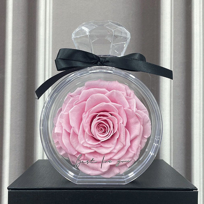 Natural Eternal Flower Ornaments Transparent Cover Dried Rose Gift Box For Christmas New Year Valentine's Day Home Decor