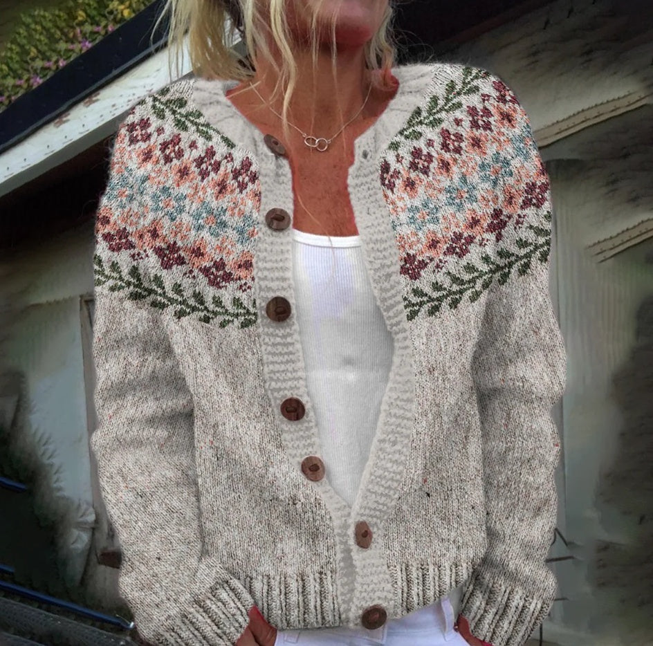 New 3D Digital Printed Cardigan Knitted Jacket For Women