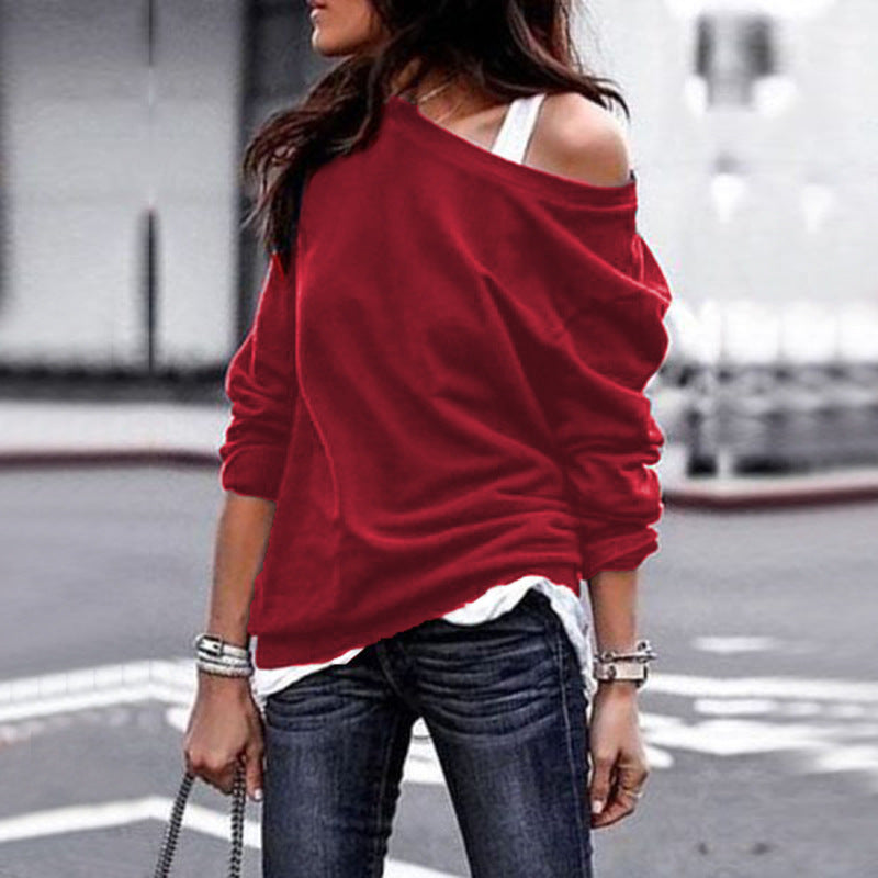 Fashion round neck long sleeve blouse