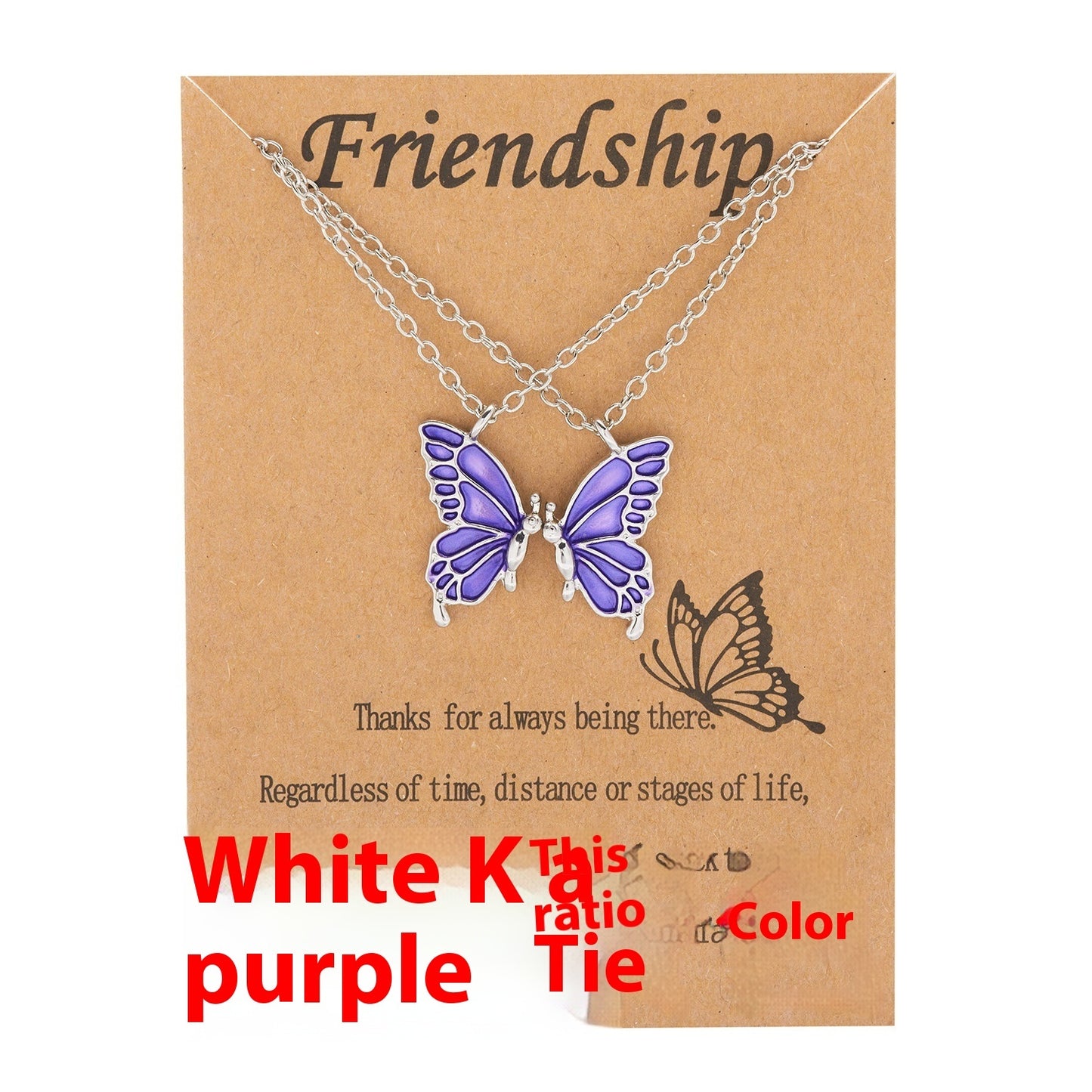 Friendship Paper Card Necklace Creative Butterfly Commemorative Necklace Fashion Jewelry