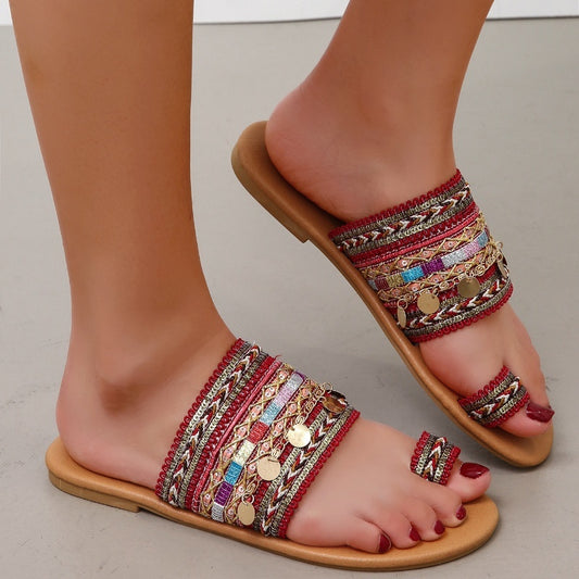 Women's Flat Sandals Bohemian Toe Covering