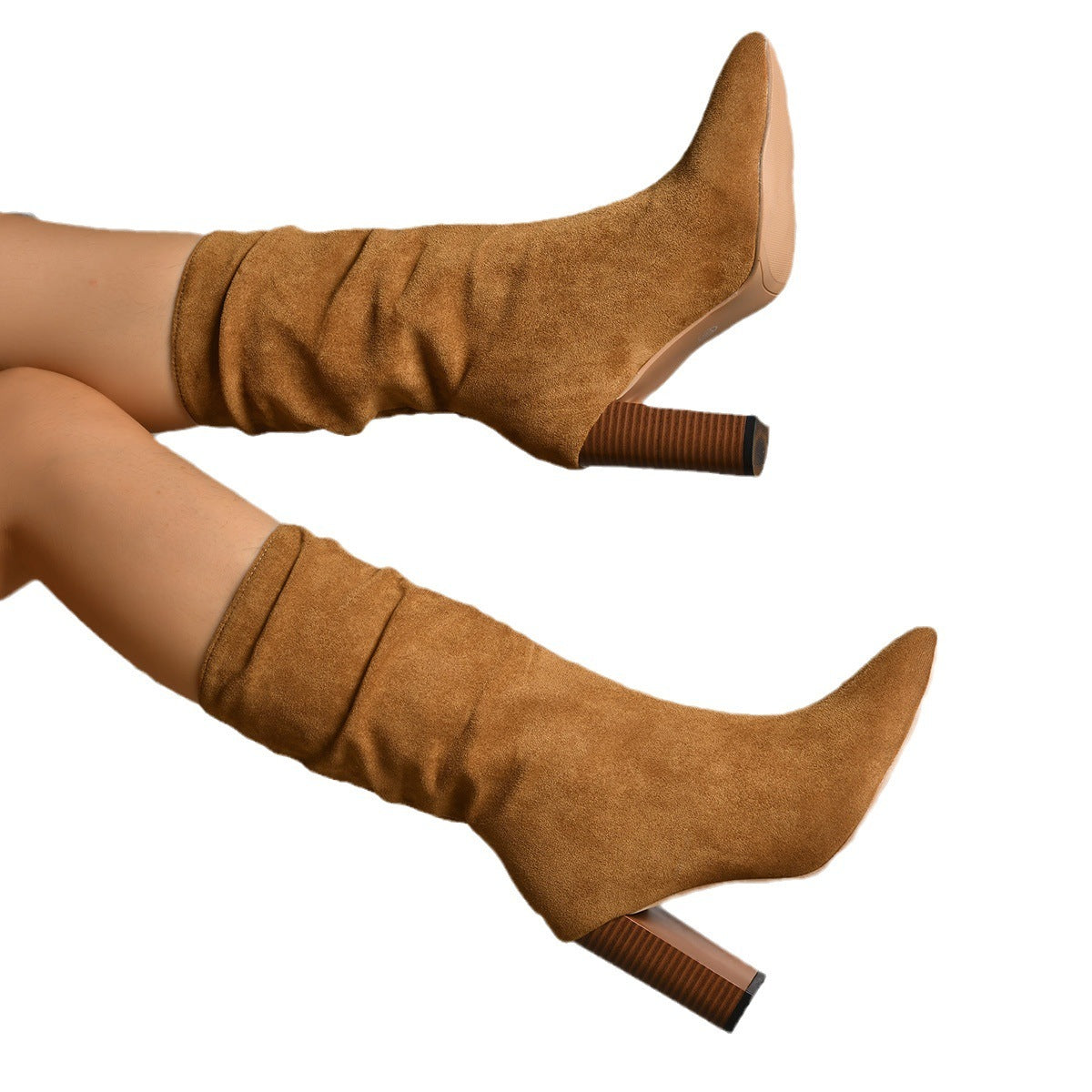 Plus Size Fashion New Chunky Heel Pointed-toe Fashion Middle Boots