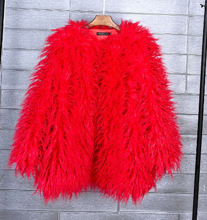 Colorful Boho Furry Faux Fur Coat Plus Size Women Fur Coats Autumn Winter Faux Fur Shaggy Jacket Fourrure Bontjas