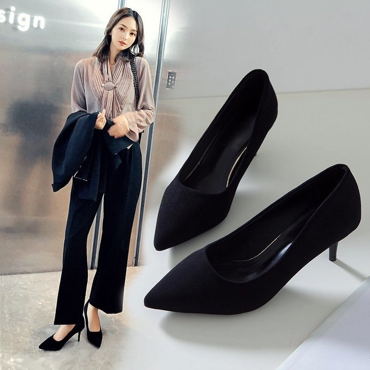 Black Suede High Heels Women's Stiletto Ceremonial Shoes