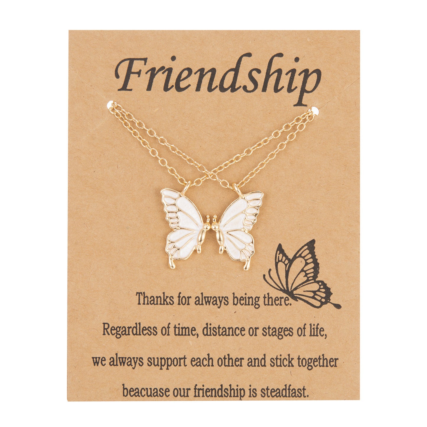 Friendship Paper Card Necklace Creative Butterfly Commemorative Necklace Fashion Jewelry