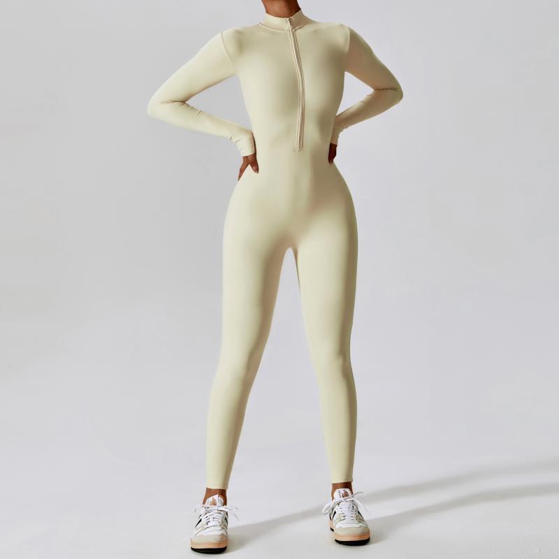 Autumn Long Sleeve Zipper Tight Hip Training Yoga Jumpsuit