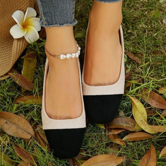 Low Heel Square Head Embroidery Comfortable Shoes