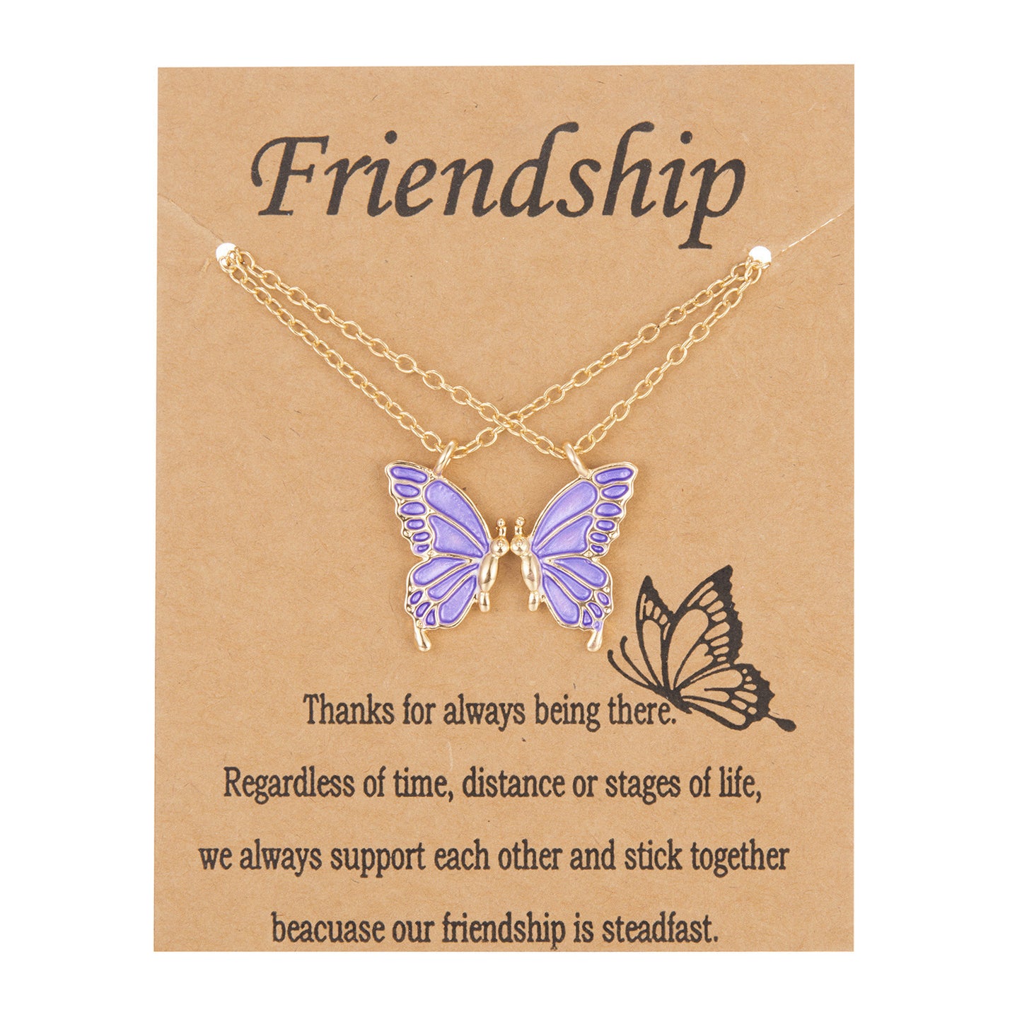 Friendship Paper Card Necklace Creative Butterfly Commemorative Necklace Fashion Jewelry