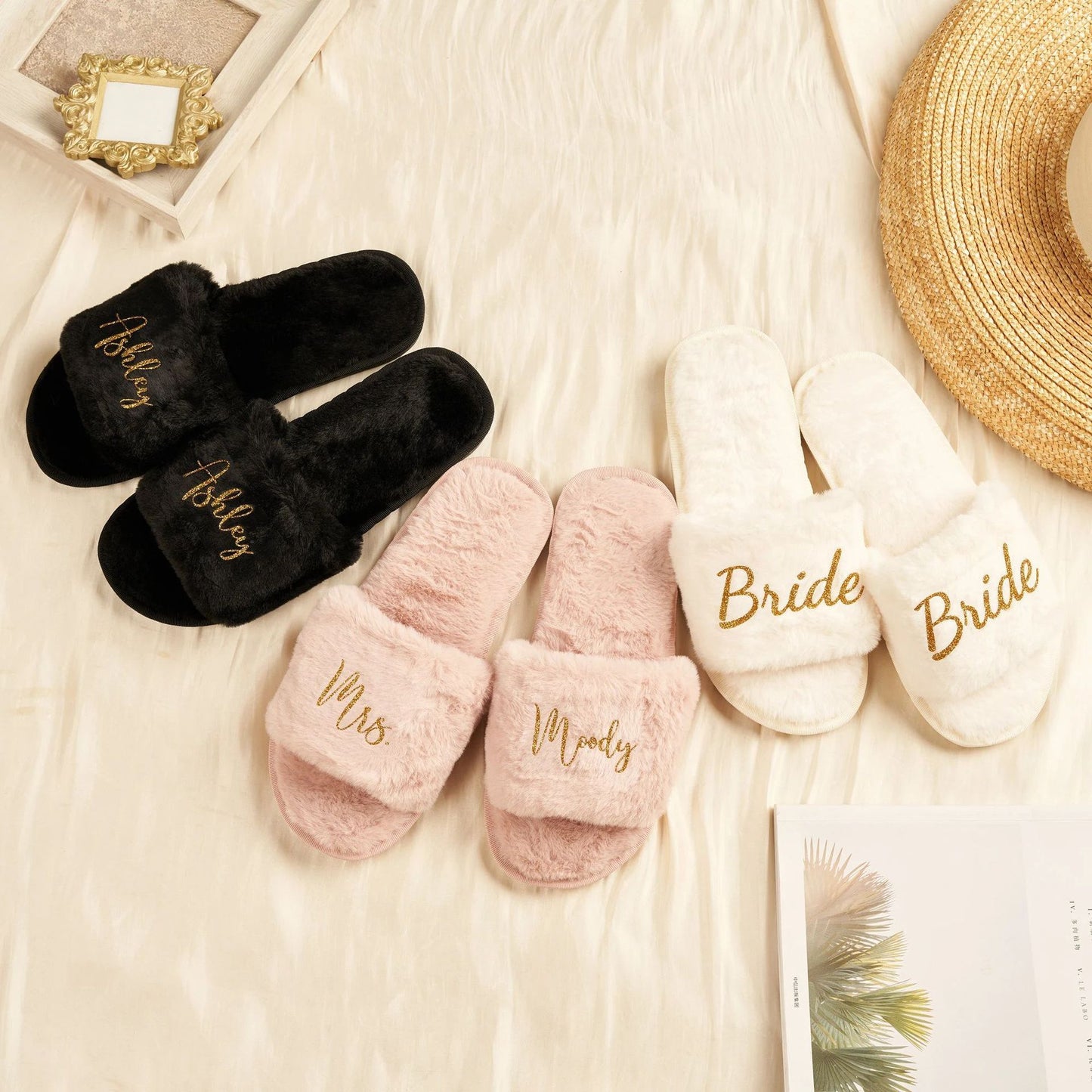 Personalized And Printable Logo DIY Plush One-piece Slippers