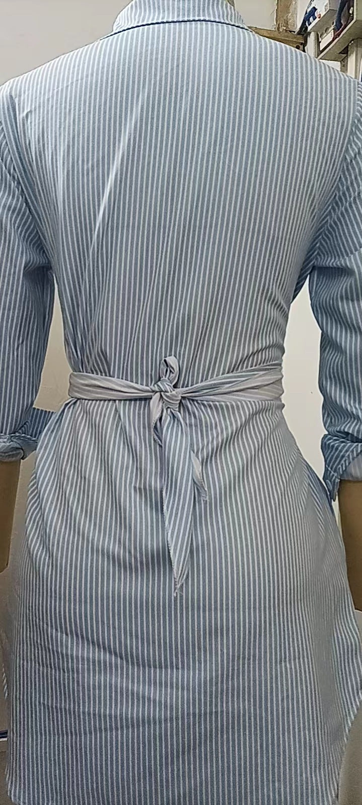 Multi-Color Rolled Sleeves Shirt Dress Women