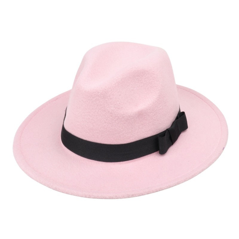 Woolen Fedora Hat Men's And Women's Big Brim Top Hat Felt Hat