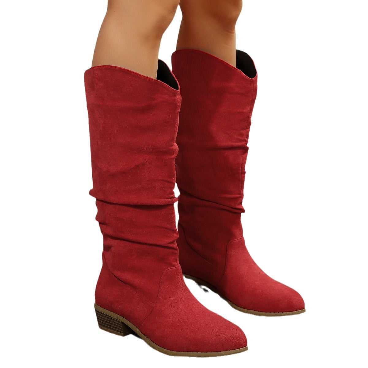 Women's Wedge Solid Color Long Tube Warm Boots