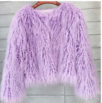 Colorful Boho Furry Faux Fur Coat Plus Size Women Fur Coats Autumn Winter Faux Fur Shaggy Jacket Fourrure Bontjas