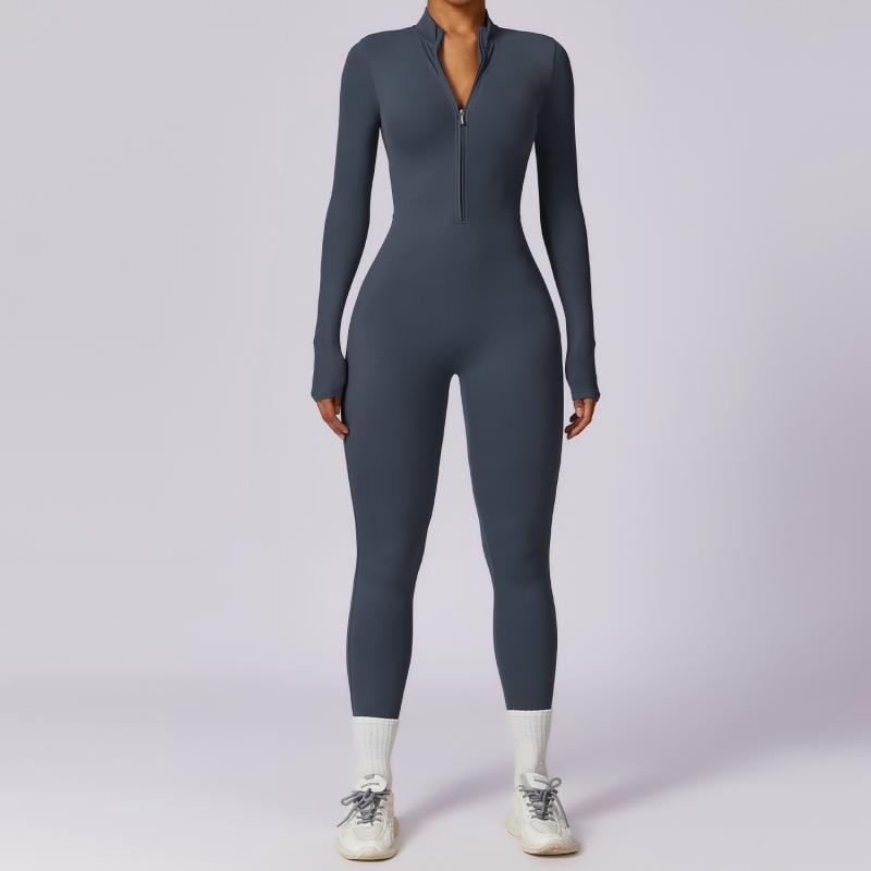 Autumn Long Sleeve Zipper Tight Hip Training Yoga Jumpsuit