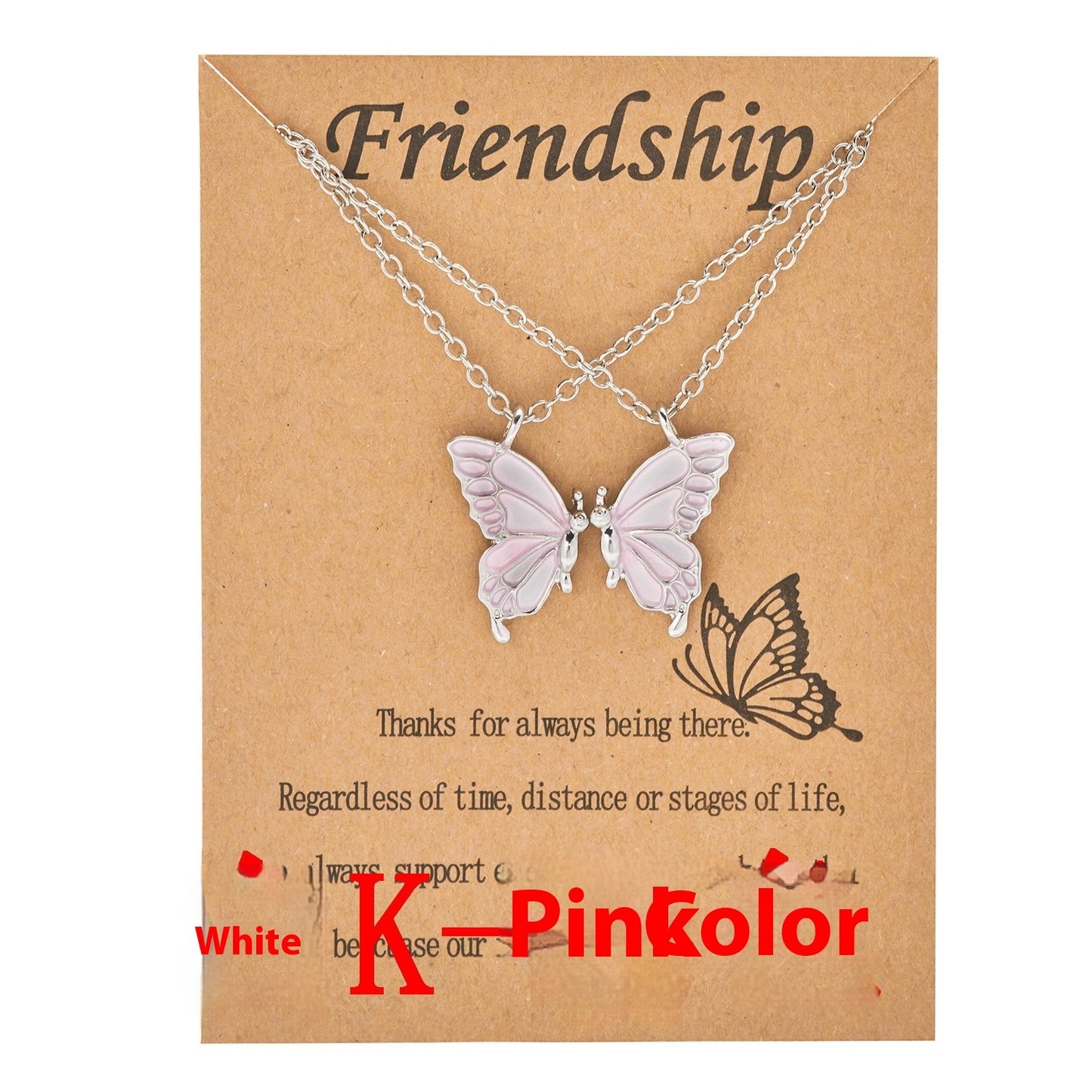 Friendship Paper Card Necklace Creative Butterfly Commemorative Necklace Fashion Jewelry