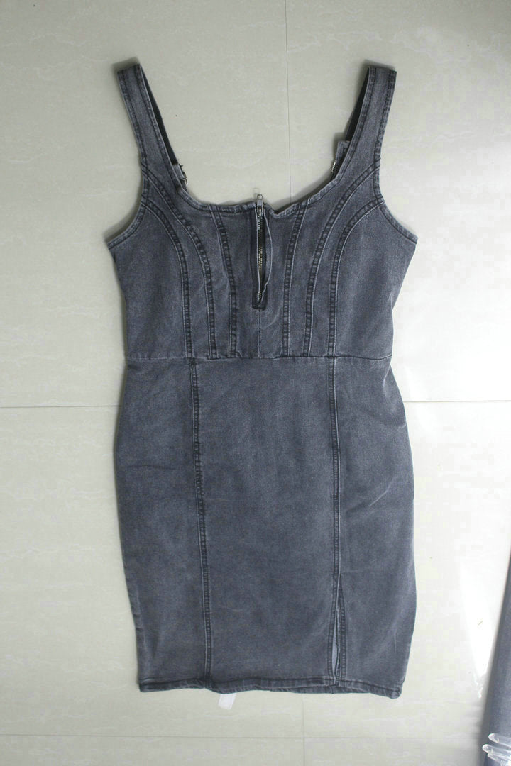 Fashion Sling Split Stretch Denim Dress