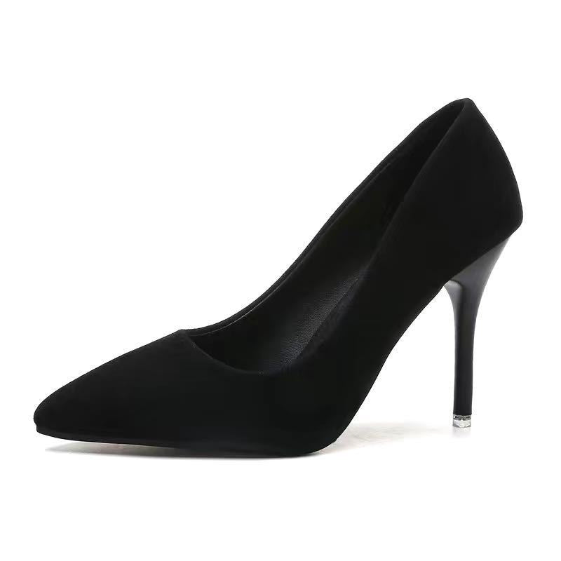 Black Suede High Heels Women's Stiletto Ceremonial Shoes