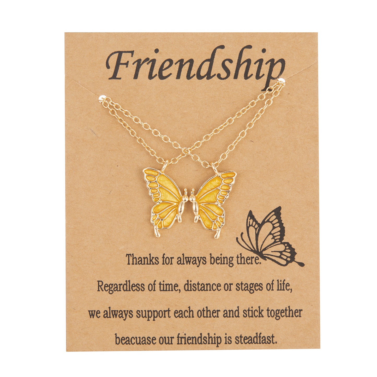 Friendship Paper Card Necklace Creative Butterfly Commemorative Necklace Fashion Jewelry